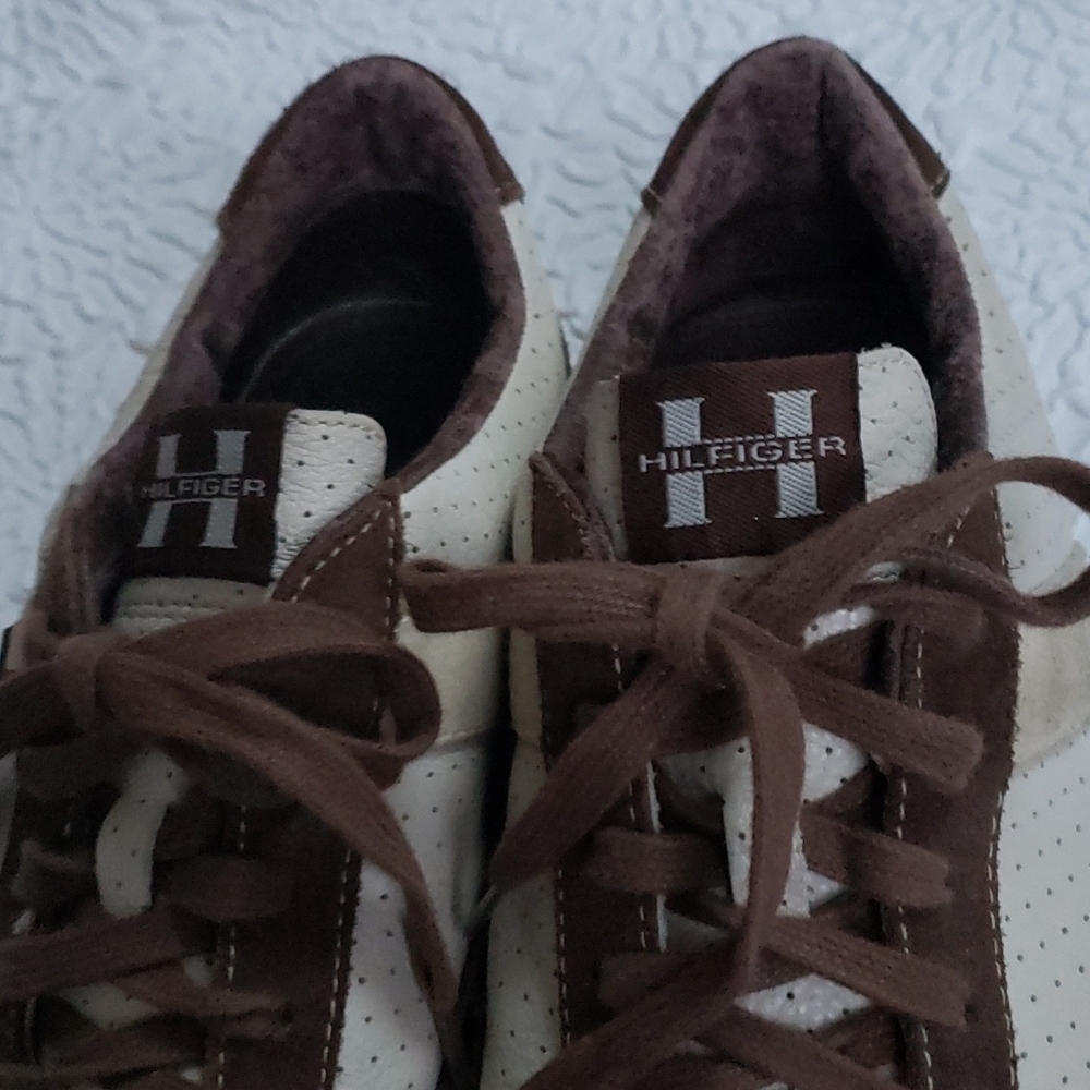 Tommy Hilfiger Brown Suede/ White Cloth Sneakers TM04618 Men 9M - Picture 9 of 14